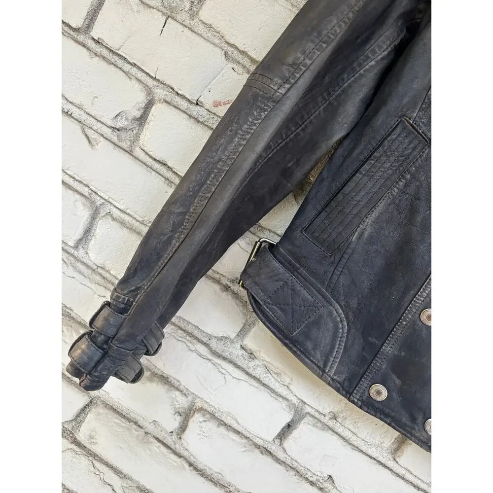 FREE PEOPLE Avis Distressed Lamb Leather Moto Jacket NWT S Small $498 - Picture 9 of 11